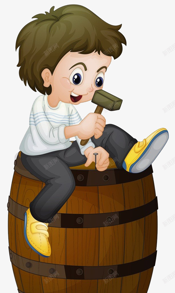 小孩坐在酿酒的木桶上面png免抠素材_88icon https://88icon.com 卡通手绘 小孩拿锤子修理木桶 木桶 纯粮酿造 酒 酒桶 酒酿 酿酒 酿酒的桶 香醇