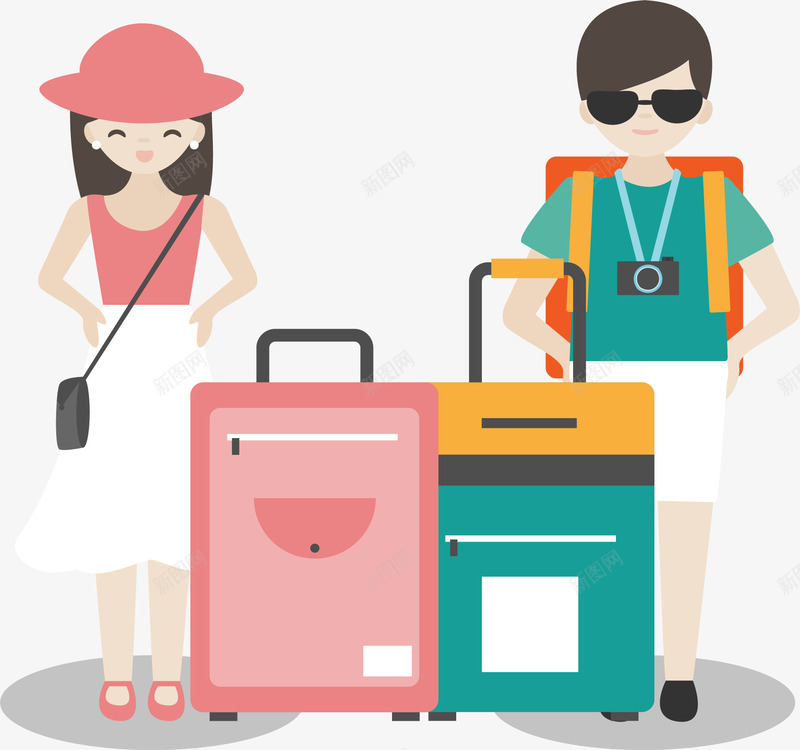 情侣夫妻假日旅行矢量图ai免抠素材_88icon https://88icon.com 夫妻旅游 情侣旅游 旅游季 旅行 矢量png 结伴出游 矢量图