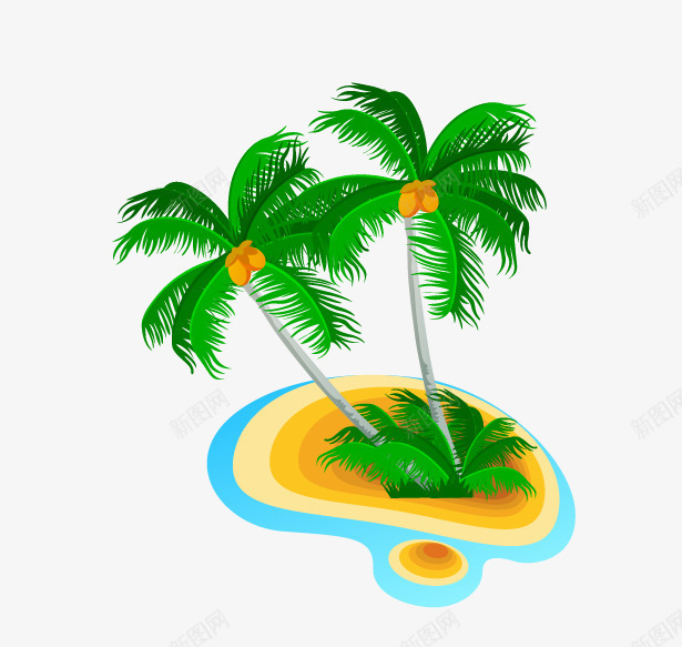 夏日旅游海边元素png免抠素材_88icon https://88icon.com 夏日旅游海边矢量元素沙滩椰汁