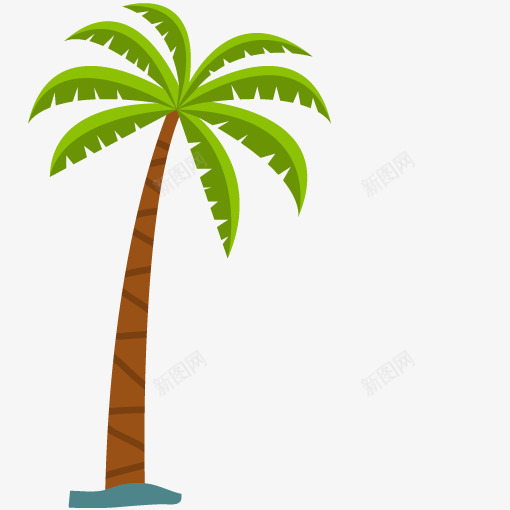 单棵棕色树干绿色叶子椰棕树png免抠素材_88icon https://88icon.com 旅游胜地 棕色树干 椰子树 椰棕树叶 海南景色 绿叶