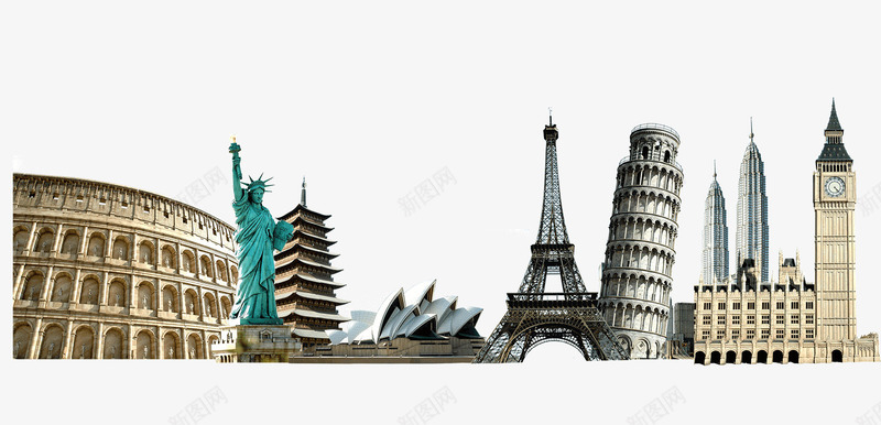世界名胜png免抠素材_88icon https://88icon.com 世界名胜 商务 地球 城市 天空 旅游 旅游psd分层图片 旅游psd分层图片下载 旅游psd分层图片模板下载 旅游宣传 树 比萨斜塔 气泡 白云 绿树 罗马 自由女神像 蓝天 铁塔 风景 飞机 高楼 魅力城市