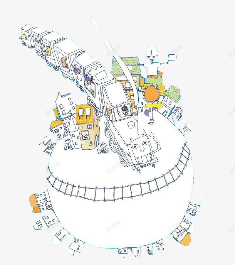 乌托邦的世界卡通插画png免抠素材_88icon https://88icon.com 世界 乌托邦 卡通插画 未来世界 现象 理想国