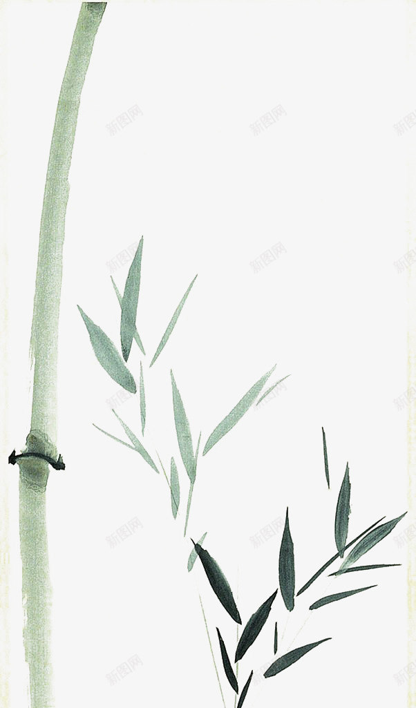 竹子png免抠素材_88icon https://88icon.com 中国画 工笔画 水墨画 淡墨 绿色竹子 菊花