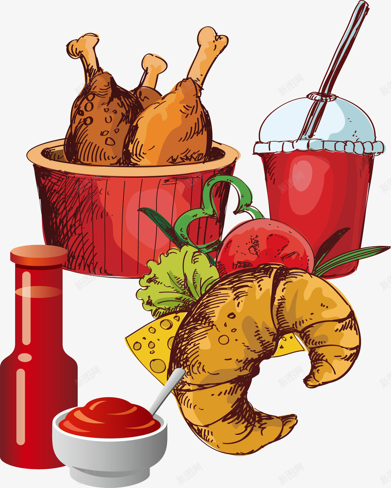 可乐鸡翅png免抠素材_88icon https://88icon.com 特色美食 番茄酱 矢量源文件 美食汇 美食汇集 蒸煮煎美食汇 香美食汇 鸡翅搭配伙伴