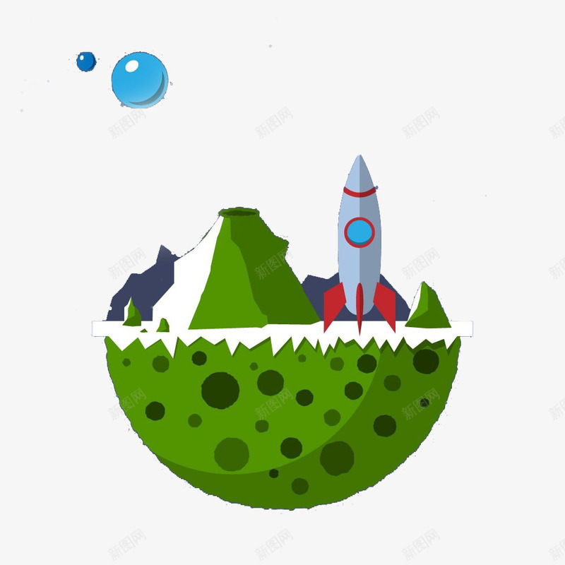 创意手绘星球png免抠素材_88icon https://88icon.com 手绘 星球 火箭 绿色