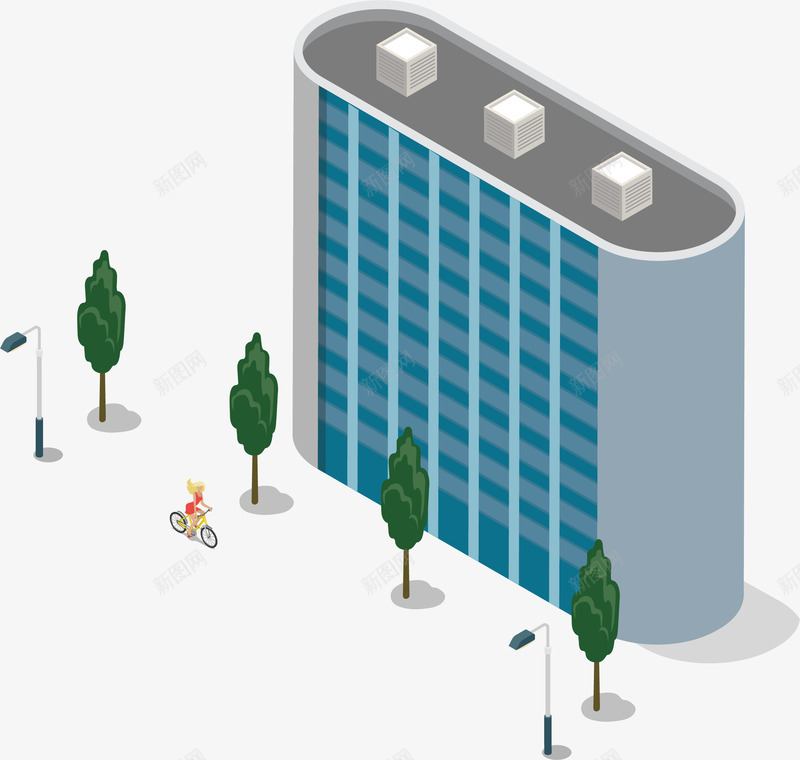 绿树楼房png免抠素材_88icon https://88icon.com 卡通 居民区 绿树