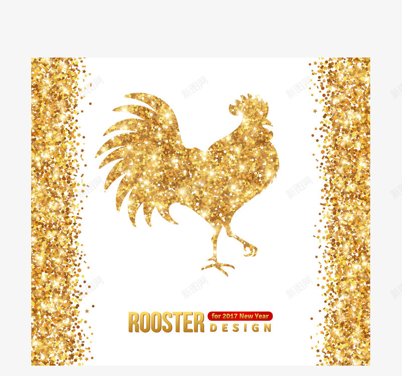 金色鸡年贺卡元素png_88icon https://88icon.com 喜庆 春节 装饰 鸡年 鸡年元素
