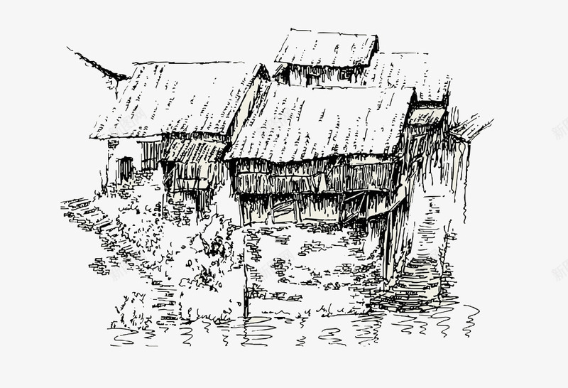 线描房子png免抠素材_88icon https://88icon.com 历史 房屋 线描 老房子