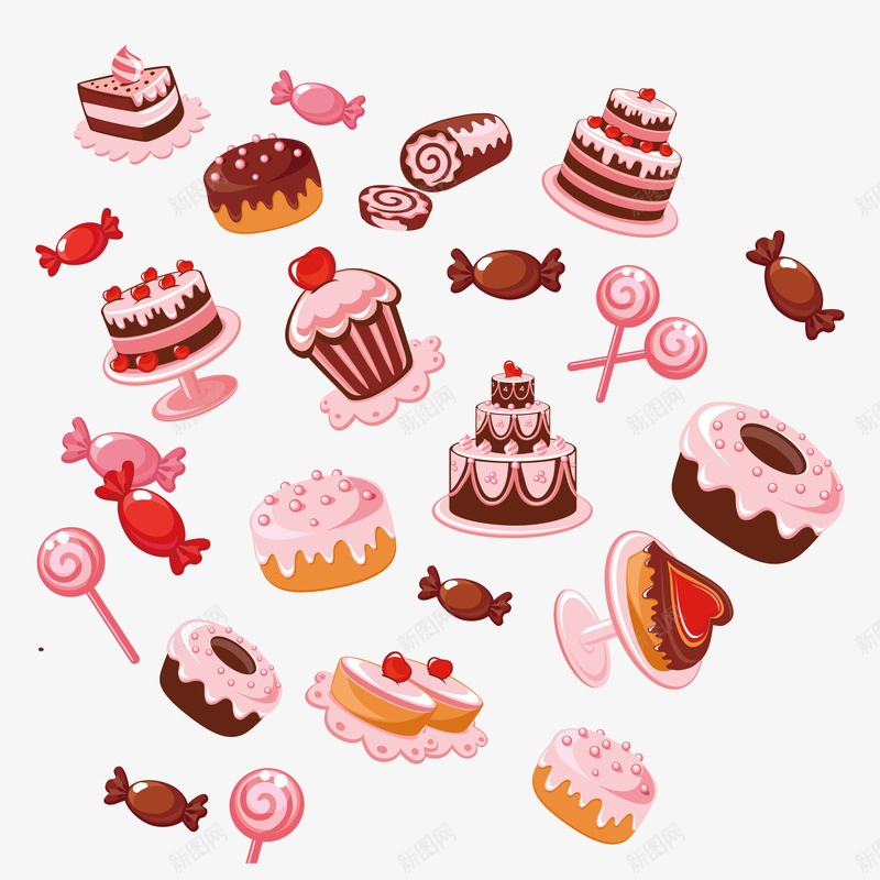 甜点手帐矢量图eps免抠素材_88icon https://88icon.com 免抠矢量图 卡通 巧克力 手帐 手帐贴纸 手绘 棒棒糖 甜品 矢量图 粉色 糖果 糖果雨 蛋糕