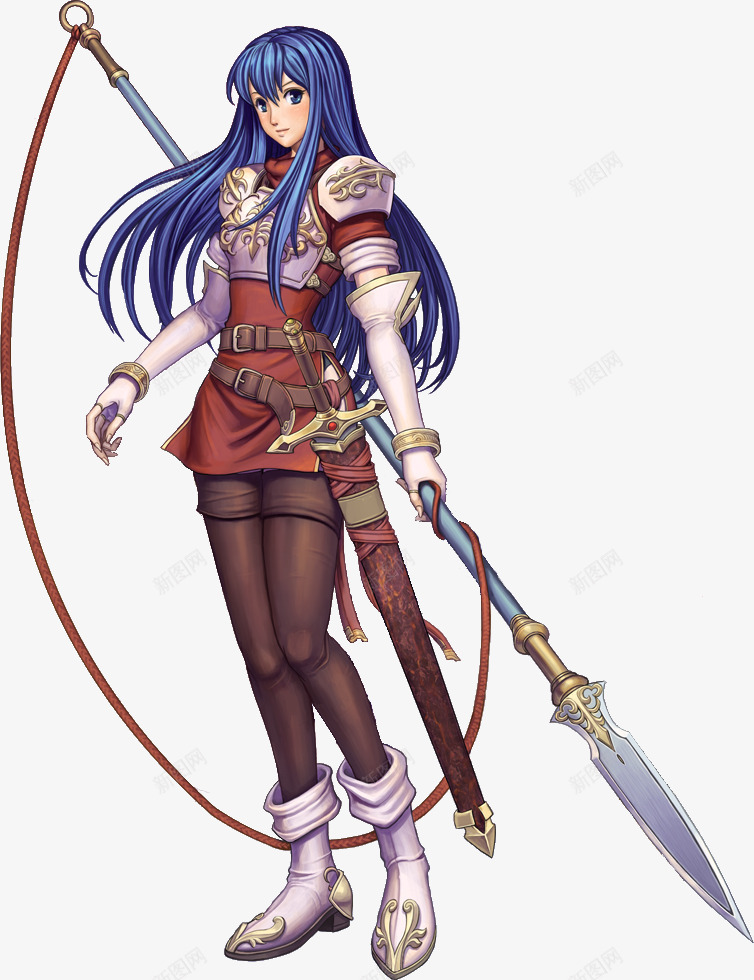 手绘长枪蓝发女孩png免抠素材_88icon https://88icon.com 女孩 手绘 长枪