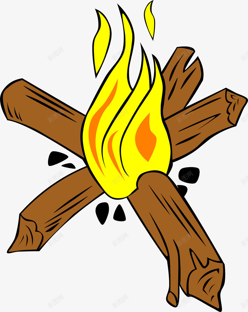 木柴篝火png免抠素材_88icon https://88icon.com 木柴 篝火 黄色