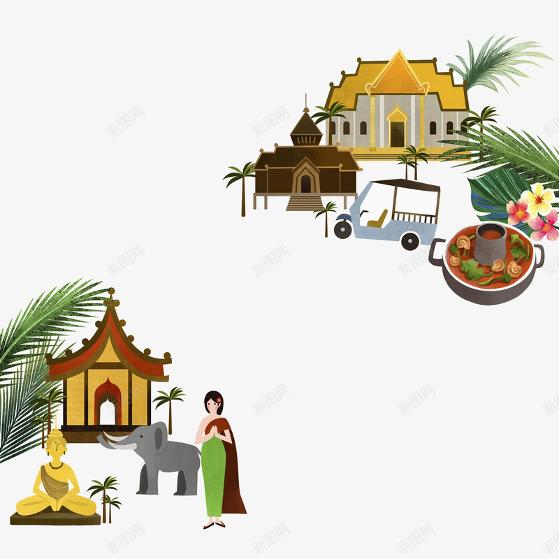 泰国的风景png免抠素材_88icon https://88icon.com 人妖 大象 房屋 泰国