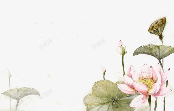 水墨画荷花池中秋png免抠素材_88icon https://88icon.com 中秋 水墨画 素材 花池