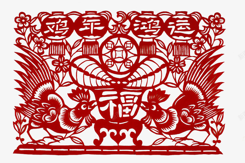 鸡年鸿运png免抠素材_88icon https://88icon.com 下载 免费下载 剪纸 鸡年鸿运
