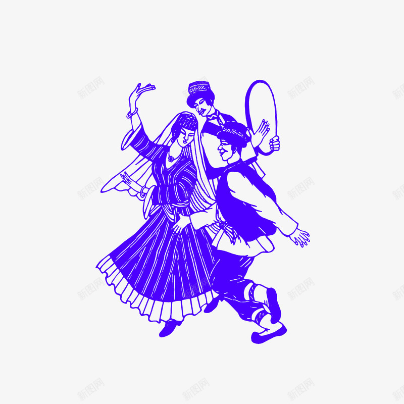 手绘新疆歌舞png免抠素材_88icon https://88icon.com 中国新疆 卡通新疆人 手绘新疆歌舞 线稿 跳舞男女 载歌载舞