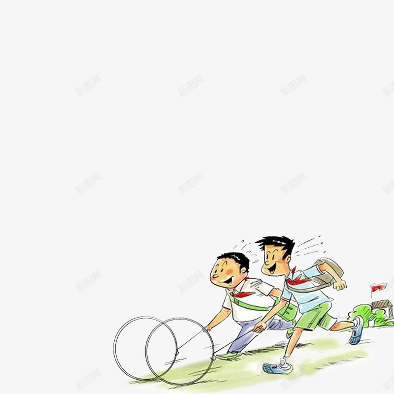 放学一起滚铁环png免抠素材_88icon https://88icon.com 回家 手绘 放学 水彩 滚铁环 童年游戏 童趣 结伴 金色童年 铁环