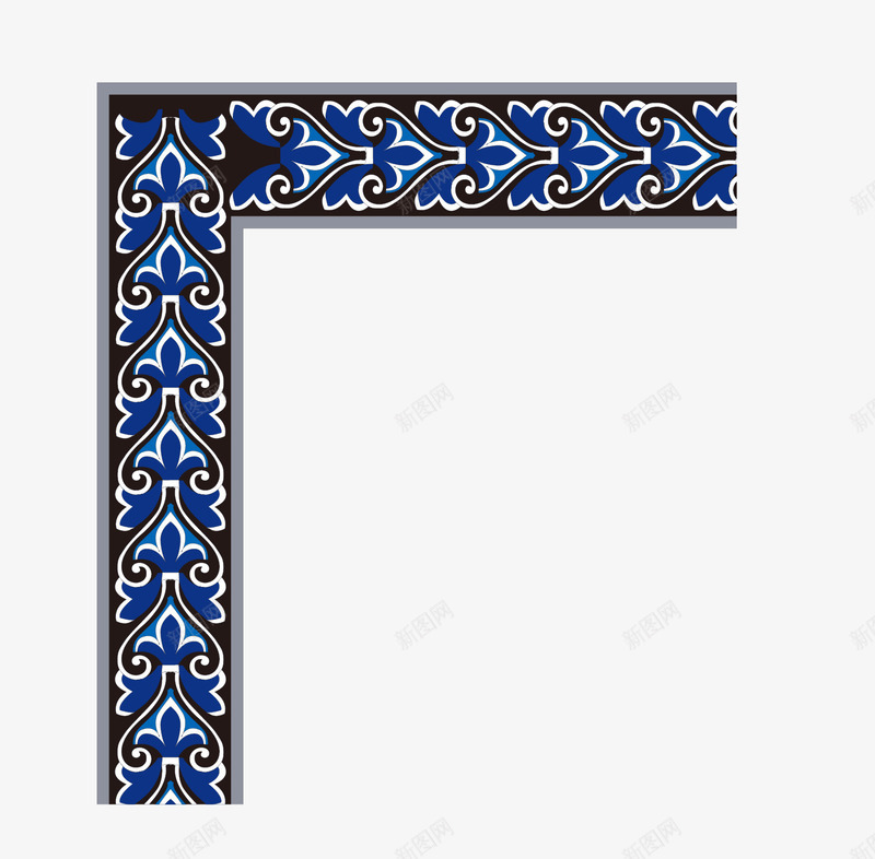 中国传统简约蓝色边框png免抠素材_88icon https://88icon.com 底纹边框 框架 相框 花纹 蓝色 装饰框 设计边框 边框