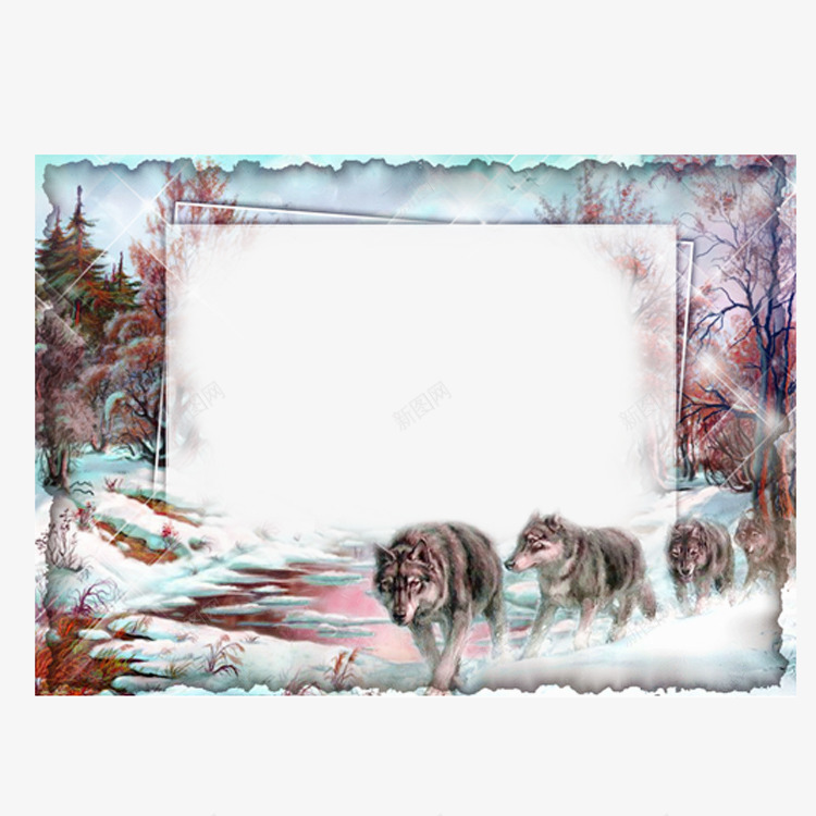 雪狼相框png免抠素材_88icon https://88icon.com 相框素材 雪狼相框
