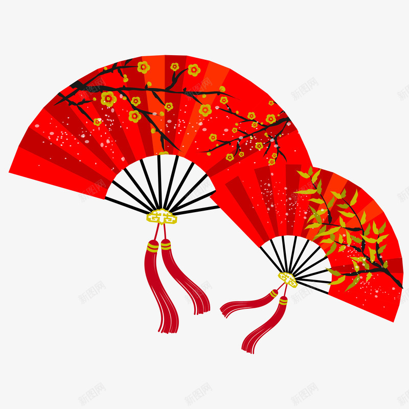扇子矢量图ai免抠素材_88icon https://88icon.com 中国 中国风 传统 卡通樱花红色扇子 扇子 扇把 文艺 矢量图 红色 艺术 装饰 飘带