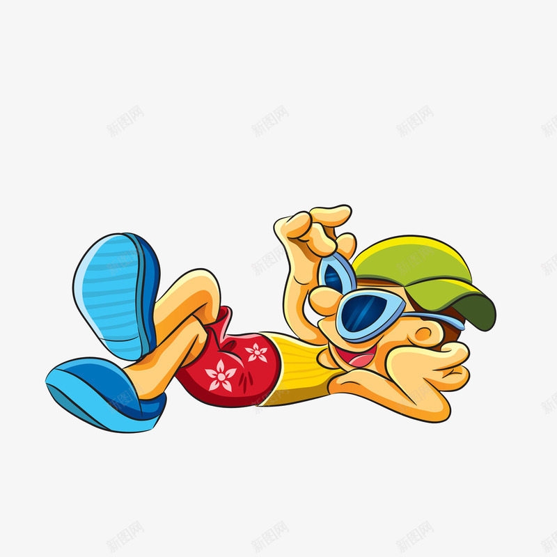卡通手撑脑袋躺着的小男孩png免抠素材_88icon https://88icon.com 戴墨镜 手撑脑袋 清凉沙滩装扮 躺在地上 躺着的小孩