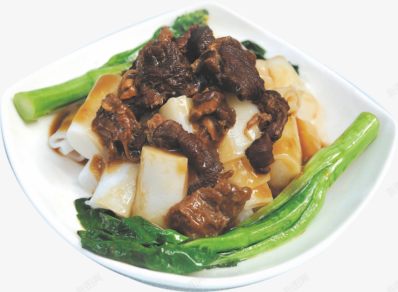 牛腩蒸肠粉png免抠素材_88icon https://88icon.com 牛肉 牛腩 美食 肠粉 青菜