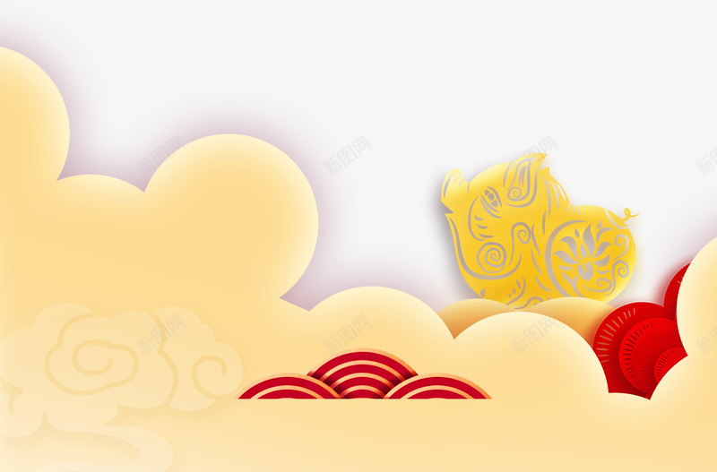 祥云剪纸猪2019猪年png免抠素材_88icon https://88icon.com 2019 剪纸 剪纸猪 猪年 祥云吉祥云纹 金色 红色