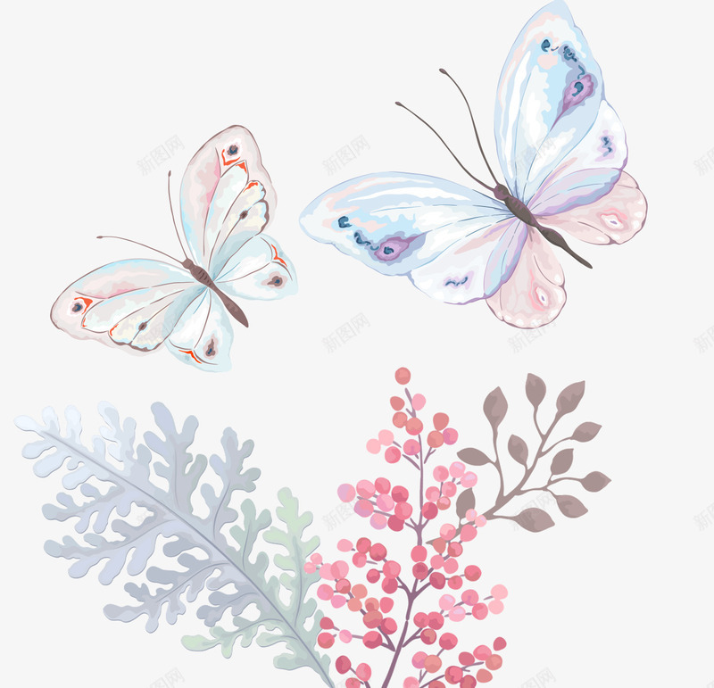 手绘花草蝴蝶psd免抠素材_88icon https://88icon.com 化妆品装饰 多肉盆栽 手绘植本 手绘花草蝴 植物 盆栽 花草 花草装饰 草本 蝴蝶振翅