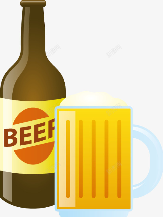 啤酒瓶和玻璃杯png免抠素材_88icon https://88icon.com 啤酒 杯子 玻璃杯 聚会 酒 酒瓶 酗酒 饮品