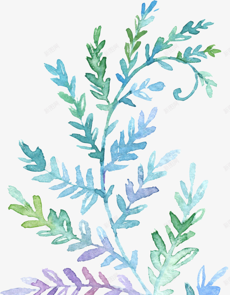 树叶png免抠素材_88icon https://88icon.com 手绘植物 枝条 树叶一串 树枝 水彩树叶 水彩植物 绿叶 蓝色叶子
