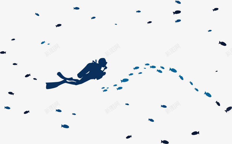 黑色扁平游动潜水员png免抠素材_88icon https://88icon.com 6月8号 世界海洋日 大海 潜水员 自然 蛙人 鱼群