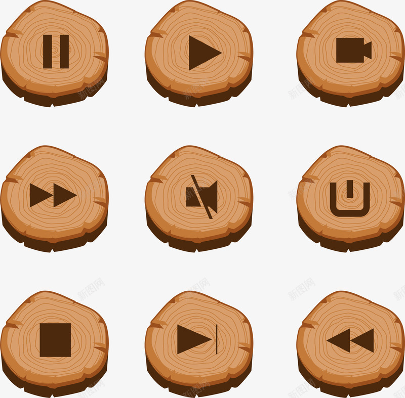 树桩媒体播放按钮png免抠素材_88icon https://88icon.com UI设计 媒体播放 播放按钮 树桩样式 矢量素材