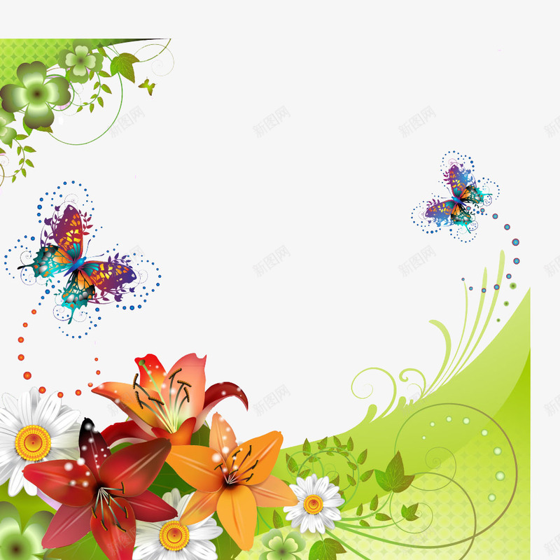百合花图案png免抠素材_88icon https://88icon.com 百合 百合花 缤纷蝴蝶 花卉 花朵 蝴蝶 野花