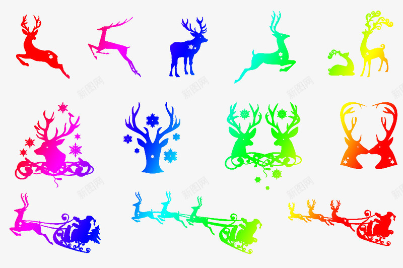 五彩圣诞节集合png免抠素材_88icon https://88icon.com 圣诞节 素材 车 鹿