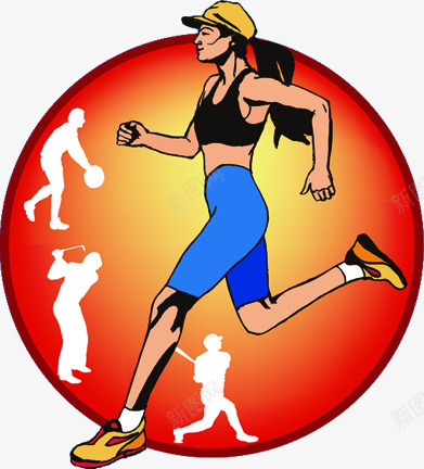 手绘红色奔跑的人标签png免抠素材_88icon https://88icon.com 奔跑 标签 红色