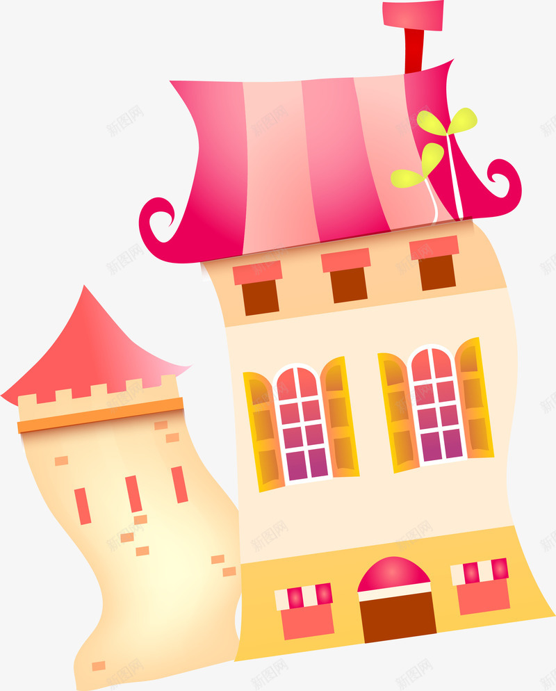 可爱粉色楼房卡通png免抠素材_88icon https://88icon.com