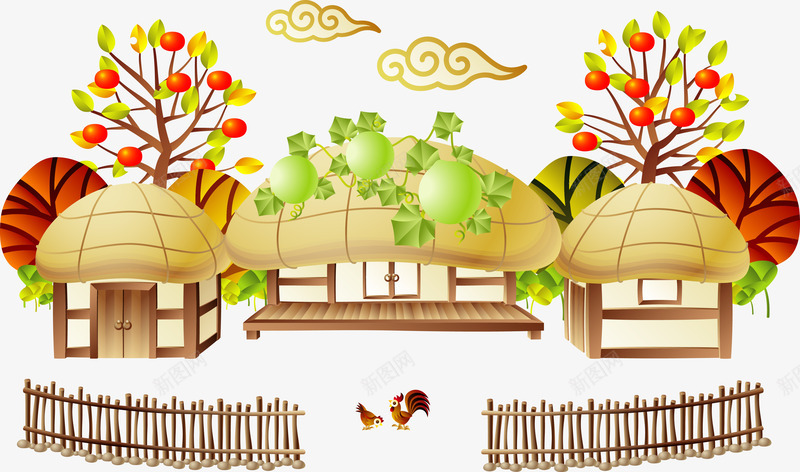 农村小屋png免抠素材_88icon https://88icon.com 农村小屋 庭院 房子 村屋