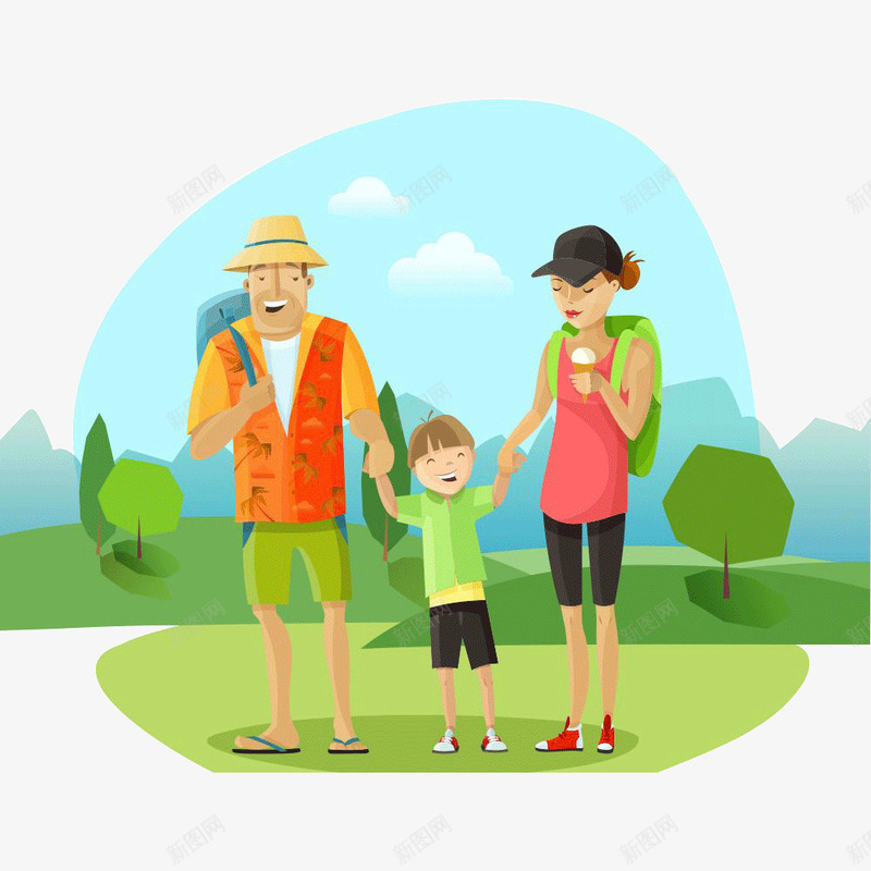 国庆出游一家三口旅游png免抠素材_88icon https://88icon.com 出游 十一小长假 国庆 国庆假期 国庆旅游