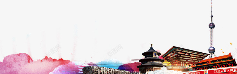 北京建筑物png免抠素材_88icon https://88icon.com 北京 天坛 天安门 建筑物 水墨 鸟巢
