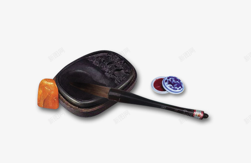 毛笔笔墨psd免抠素材_88icon https://88icon.com 中国风 墨盘 毛笔 笔墨
