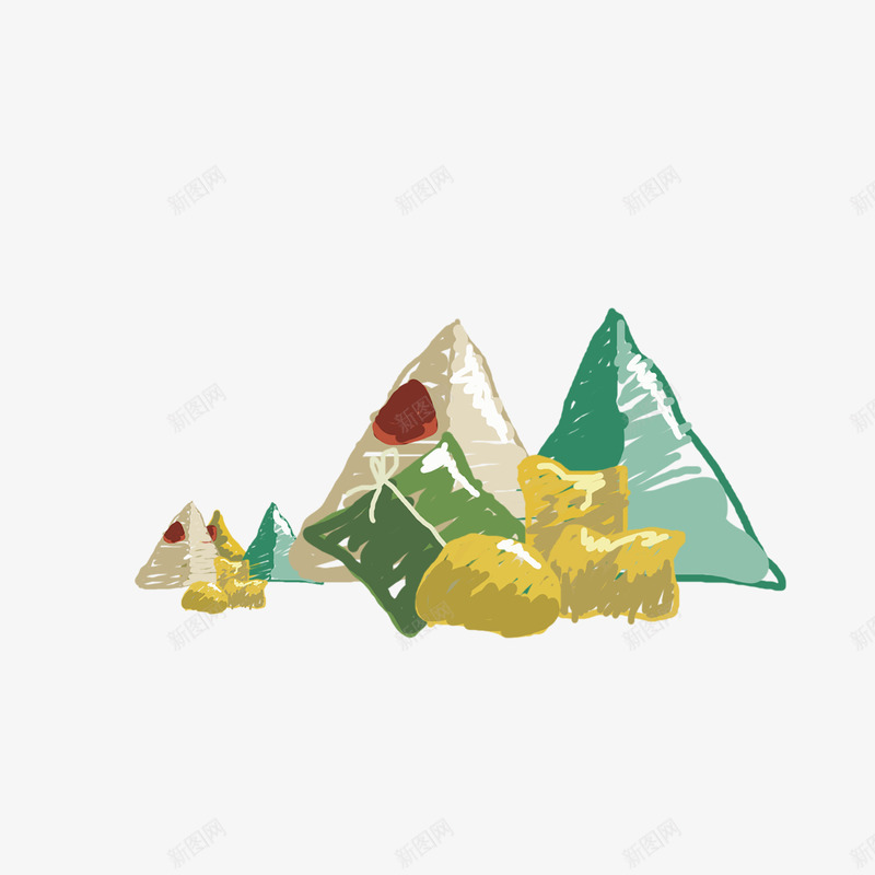 粽子山端午节png免抠素材_88icon https://88icon.com 手绘 插画 端午节 粽子 粽子山