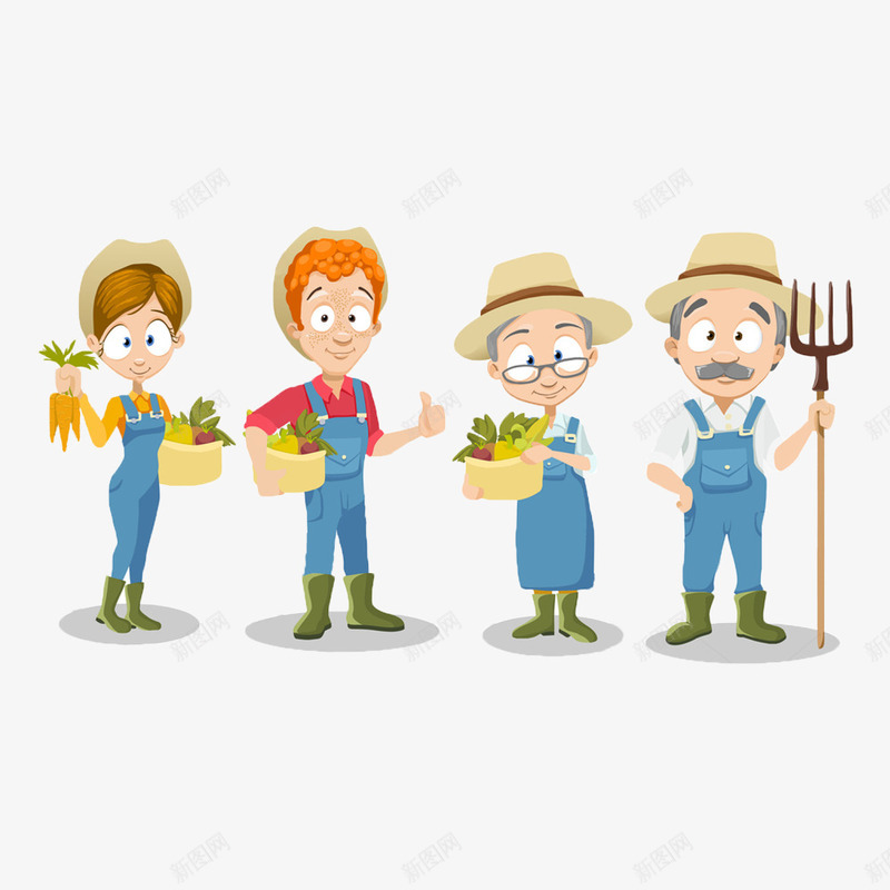 手绘农夫与蔬果插画png免抠素材_88icon https://88icon.com 丰收 农场人物 工具 手绘 手绘农夫 插画 收获 草帽 蔬果