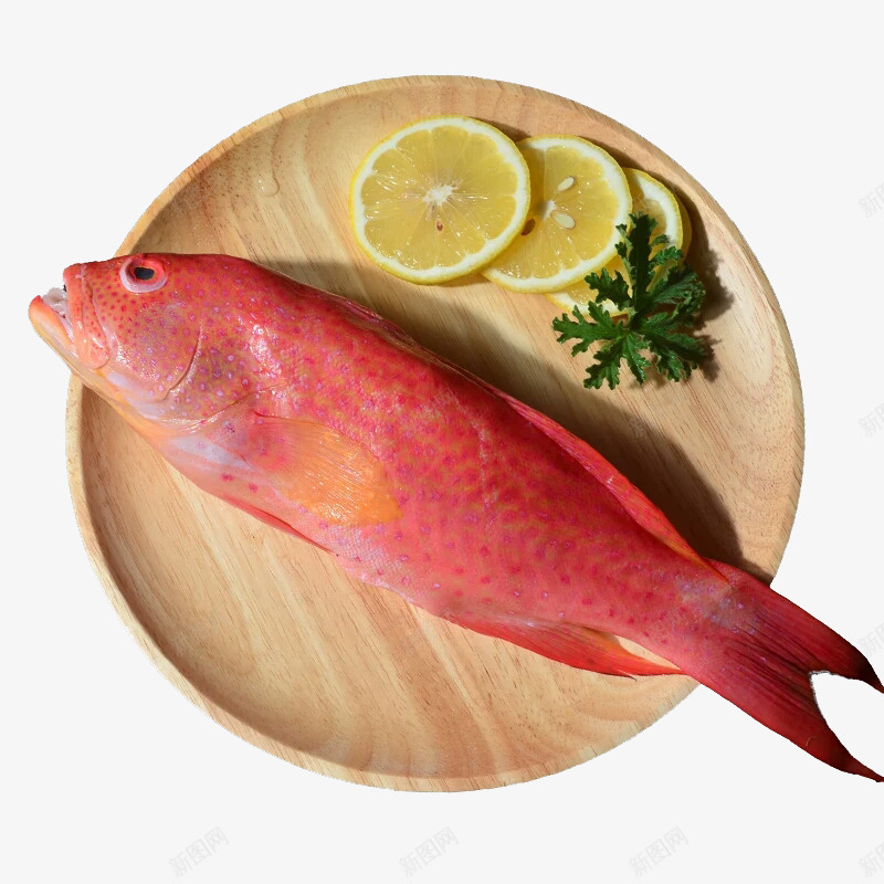 盘中的红鱼png免抠素材_88icon https://88icon.com 新鲜食材 木盘 柠檬片 海鲜 绿叶 进口红鱼