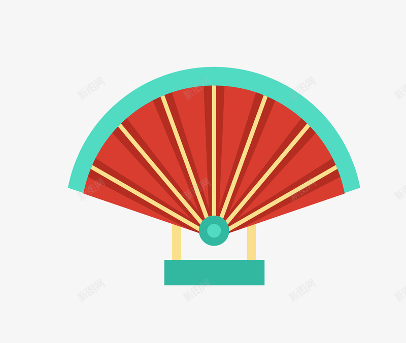红绿色纸扇png免抠素材_88icon https://88icon.com 扇子 矢量纸扇 红绿色纸扇 纸扇