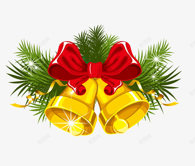 金色圣诞铃铛png免抠素材_88icon https://88icon.com 圣诞节 红色 绿叶 蝴蝶结 装饰物 金色 铃铛