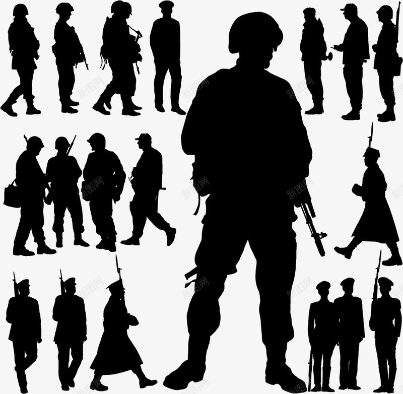 士兵剪影png免抠素材_88icon https://88icon.com 人物剪影 军队 列队 士兵 武器 武器库 部队 黑白剪影
