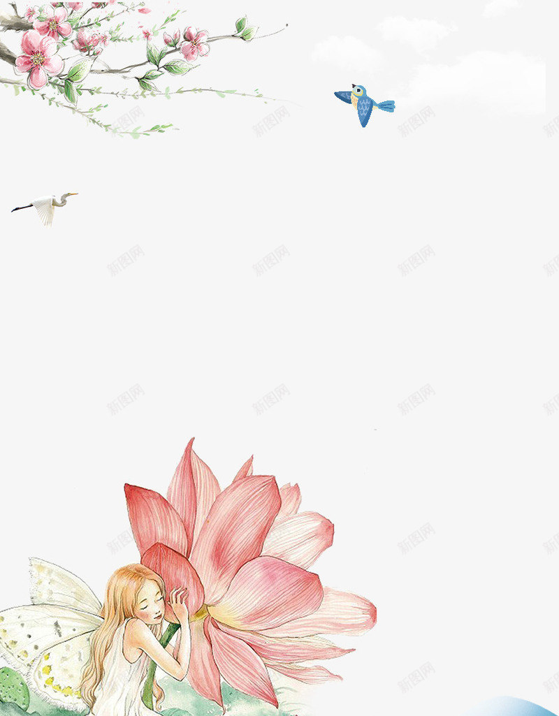 手绘女孩夏季上新海报小清新边框psd免抠素材_88icon https://88icon.com 二十四节气海报 传统节日海报 夏季 夏日 夏至 女孩 手绘 节气宣传 花朵 荷花 蓝天