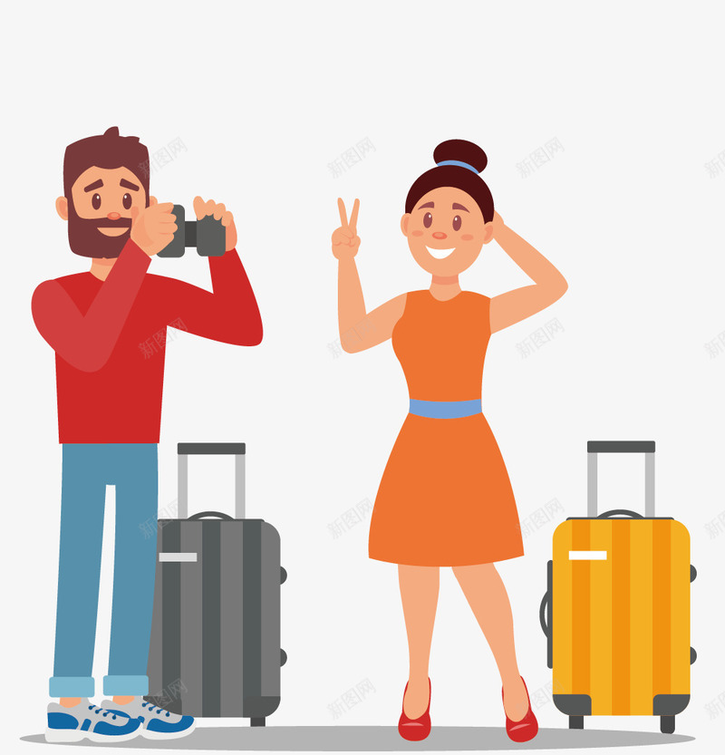 一起外出旅行拍照的情侣psd免抠素材_88icon https://88icon.com 一起外出旅行拍照的情侣 世界旅游日 外出 情侣 拍照 旅行 比耶 行李箱