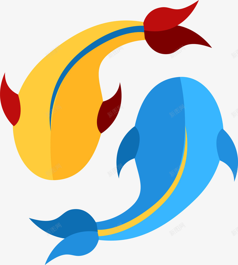 卡通扁平化阴阳鱼png免抠素材_88icon https://88icon.com 伊斯兰教 八卦鱼 卡通 双重人格 太极 扁平化 矢量图案 阴阳鱼 鱼