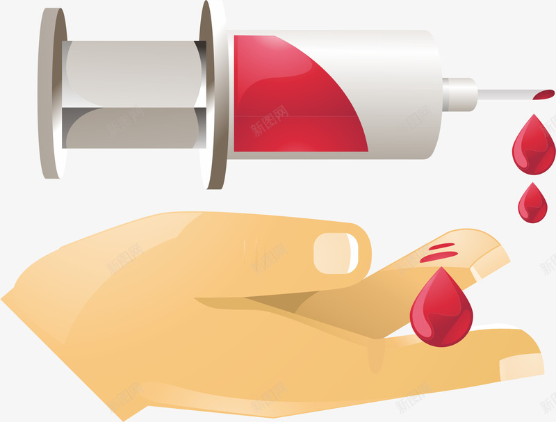 针头滴血png免抠素材_88icon https://88icon.com 卡通 手指 注射器 献血 红色 鲜血