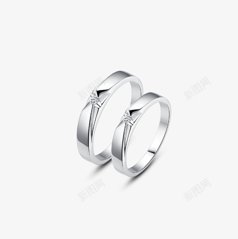 时尚s925纯银简约镶钻对戒png免抠素材_88icon https://88icon.com 产品实物 纯银简约 首饰
